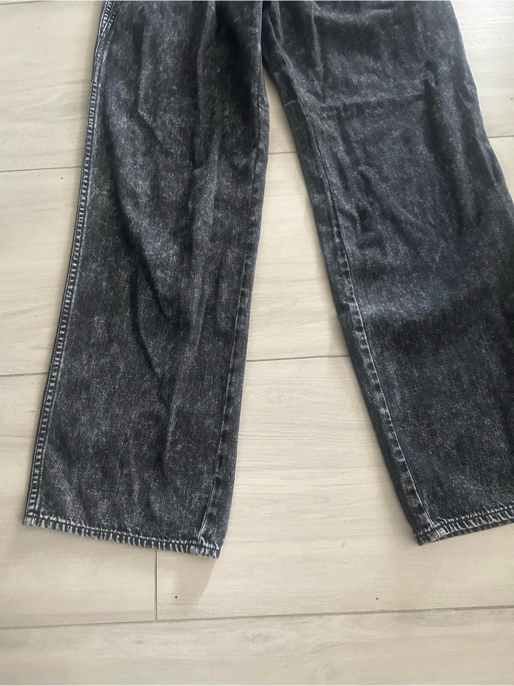 AMO Marcella Pleated Jeans Frosty Black High Rise Wide Leg size 27 - Picture 5 of 12